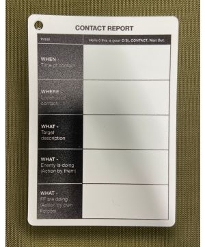 A6 - Printed CONTACT REPORT Plastic Battle Slate Card
