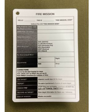 A6 - Printed Fire Mission / Sitrep Plastic Battle Slate Card (Double Sided)